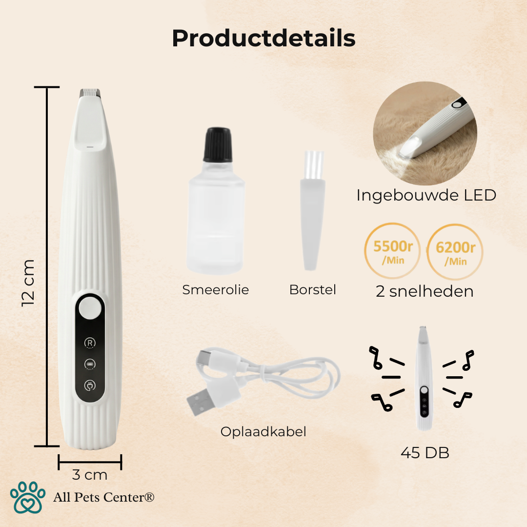 All Pets Center® DetailPro™ – Veilige Detailtrimmer voor Pootjes & Gevoelige Zones